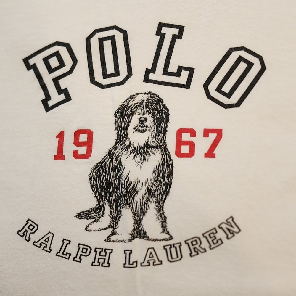 VINTAGE Single Stitch T-shirt with Flag and Dog Logo 1967 Size L 100% Cotton